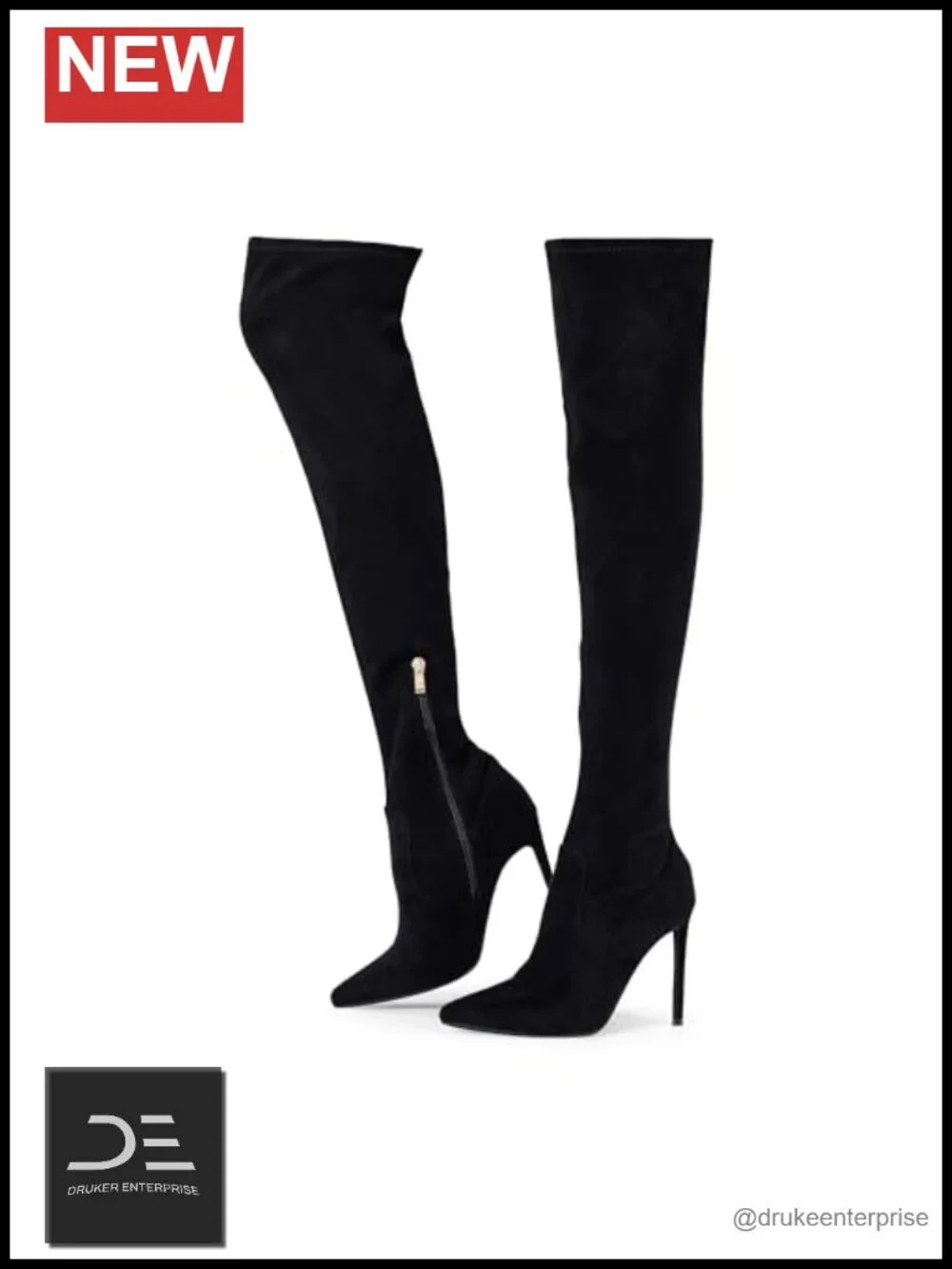 Over the Knee Boots Stretch Suede Stiletto Heels Pointed Toe Women's Thigh High